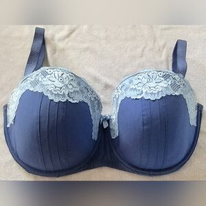 Adore Me Contour Demi Bra W Lace Padded Cup Blue 42DDD 42F Lingerie Sexy  Plus